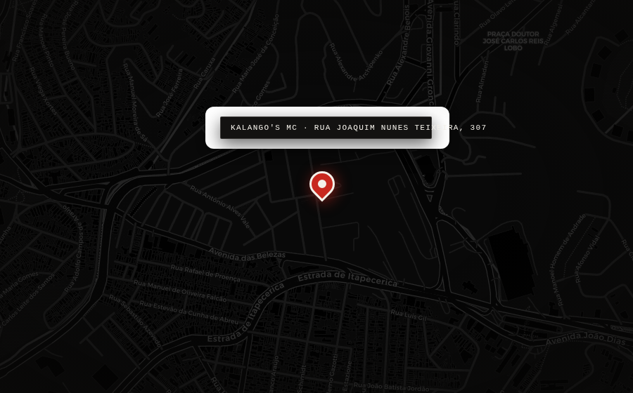Mapa da sede do Kalango's MC — Vila das Belezas, São Paulo